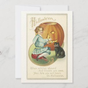 Old Fashioned Halloween Pumpkin Carving Invitation Kaart
