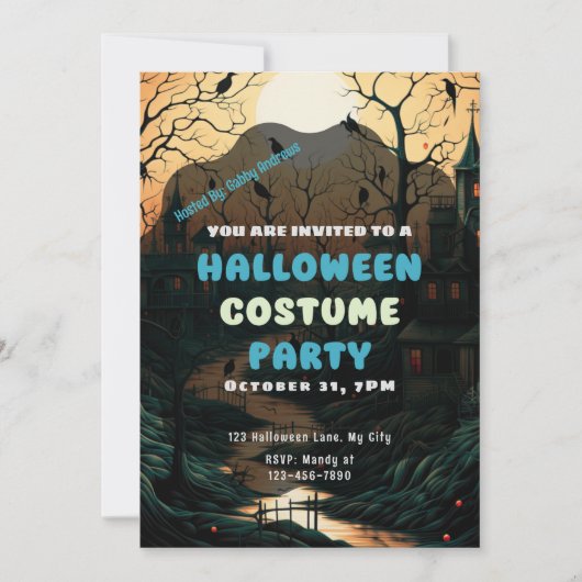Old Fashioned Halloween Town  Halloween Kaart (Voorkant)