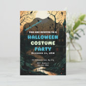 Old Fashioned Halloween Town  Halloween Kaart (Staand voorkant)
