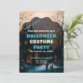 Old Fashioned Halloween Village Halloween Kaart (Staand voorkant)