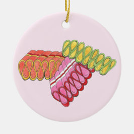 Old Fashioned Hard Ribbon Candy Christmas Holiday Keramisch Ornament