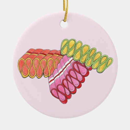 Old Fashioned Hard Ribbon Candy Christmas Holiday Keramisch Ornament (Voorkant)