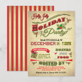 Old Fashioned Holly Jolly Holiday Party Kaart (Voorkant / Achterkant)