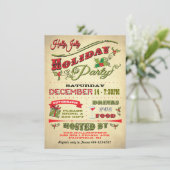 Old Fashioned Holly Jolly Holiday Party Kaart (Staand voorkant)