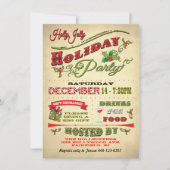 Old Fashioned Holly Jolly Holiday Party Kaart (Voorkant)