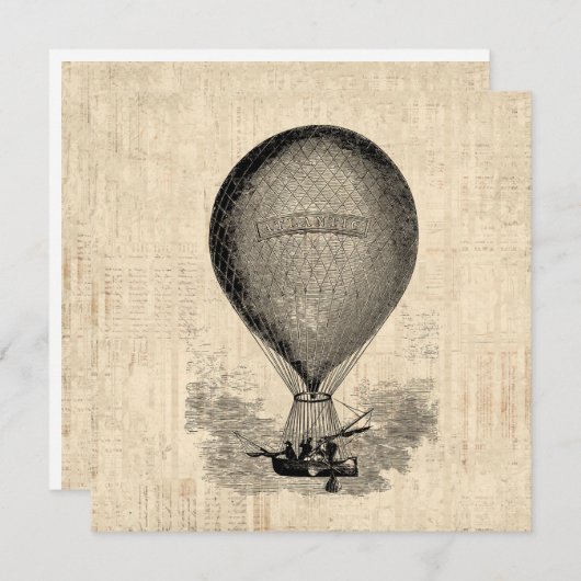 Old Fashioned Hot Air Balloon Feestdagenkaart (Voorkant / Achterkant)