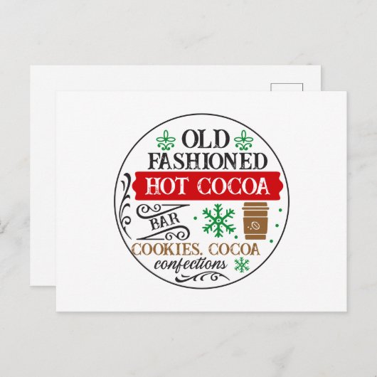 Old Fashioned Hot cacao bar Kerstmis Feestdagenkaart (Voorkant / Achterkant)