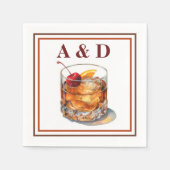 Old Fashioned Initials Cocktail Servet (Voorkant)