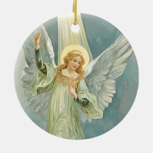 Old Fashioned kerstengel Gloria Keramisch Ornament (Achterkant)