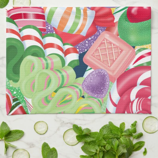 Old Fashioned kerstmis Snoep Clock Theedoek (Gevouwen)