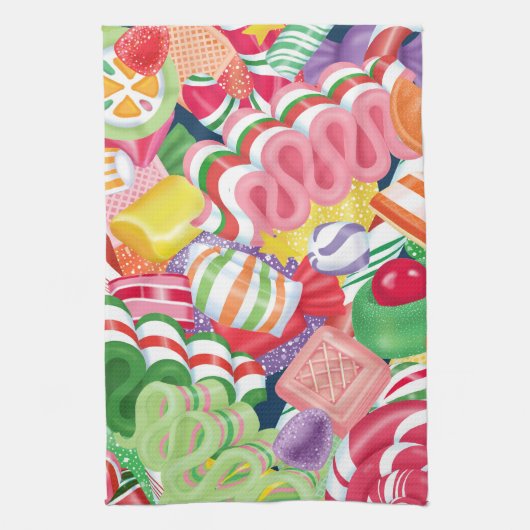 Old Fashioned kerstmis Snoep Clock Theedoek (Verticaal)