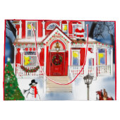 Old Fashioned kerstscene Victoriaans House Snow Groot Cadeauzakje (Achterkant)