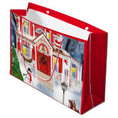 Old Fashioned kerstscene Victoriaans House Snow Groot Cadeauzakje (Voorkant Gekanteld)