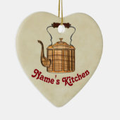 Old Fashioned Kitchen Copper Kettle HEART Keramisch Ornament (Rechts)