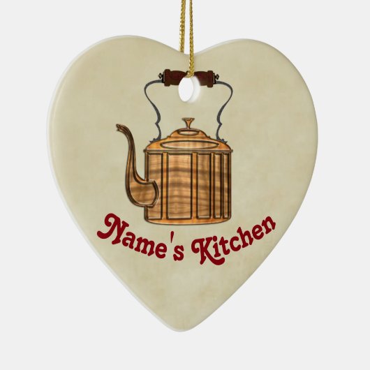 Old Fashioned Kitchen Copper Kettle HEART Keramisch Ornament (Rechts)