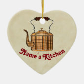 Old Fashioned Kitchen Copper Kettle HEART Keramisch Ornament (Voorkant)