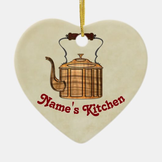 Old Fashioned Kitchen Copper Kettle HEART Keramisch Ornament (Voorkant)