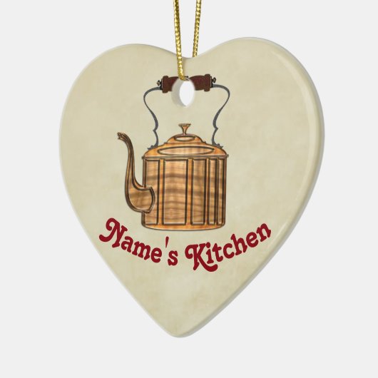 Old Fashioned Kitchen Copper Kettle HEART Keramisch Ornament (Links)