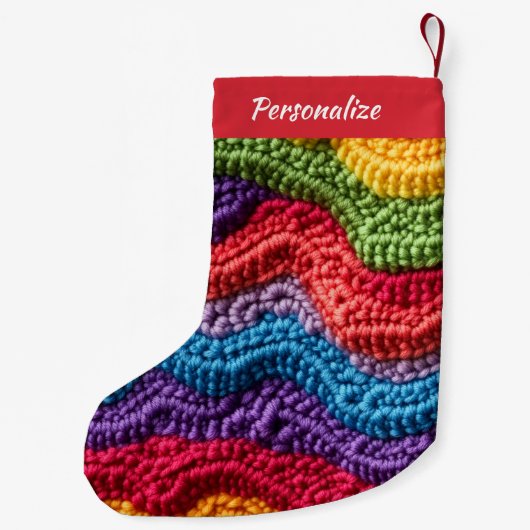 Old-Fashioned Knit Yarn Pattern Christmas Kleine Kerstsok (Achterkant)