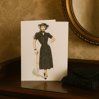 Old Fashioned Lady Wenskaarten Kaart