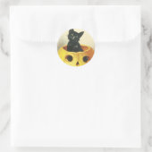 Old Fashioned Merry Halloween Cat Ronde Sticker (Tas)