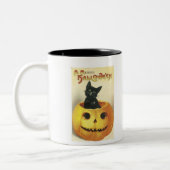 Old Fashioned Merry Halloween Cat Tweekleurige Koffiemok (Links)