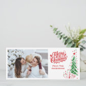 Old Fashioned Mid Century Custom Foto Kerstmis Feestdagenkaart (Staand voorkant)