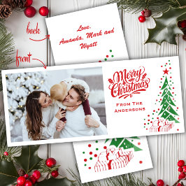 Old Fashioned Mid Century Custom Foto Kerstmis Feestdagenkaart