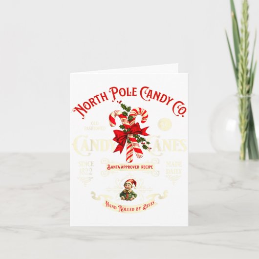 Old Fashioned North Le Candy Cane Company Elf Chri Kaart (Voorkant)