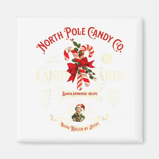 Old Fashioned North Le Candy Cane Company Elf Chri Magneet (Voorkant)