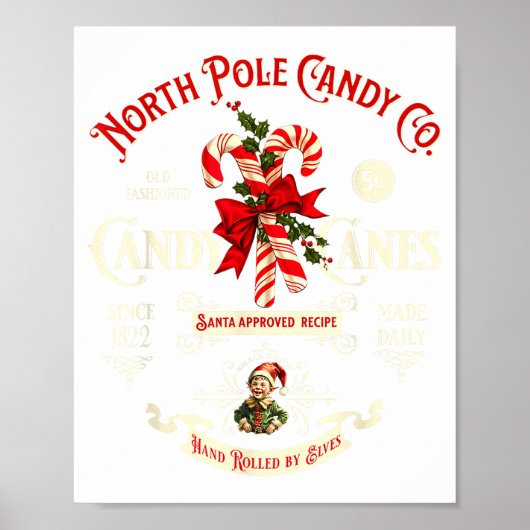 Old Fashioned North Le Candy Cane Company Elf Chri Poster (Voorkant)