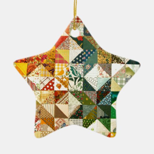 Old Fashioned Patchwork Quilt Keramisch Ornament (Voorkant)