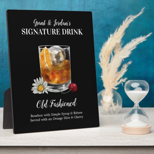 Old Fashioned • PERSONALISEER deze Handtekeningdra Fotoplaat (Zijkant)