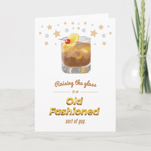 "Old Fashioned" Punny Whiskey Verjaardag Kaart (Voorkant)