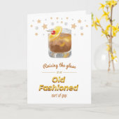 "Old Fashioned" Punny Whiskey Verjaardag Kaart (Gele Bloem)