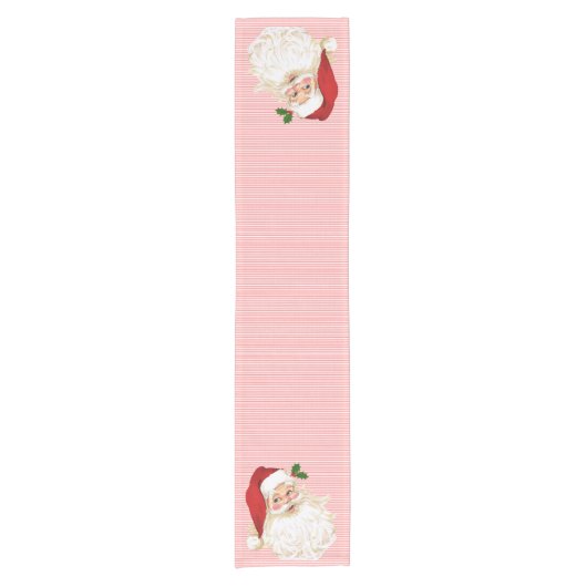 Old Fashioned Santa Claus Red Stripe Ticking Korte Tafelloper (Voorkant)