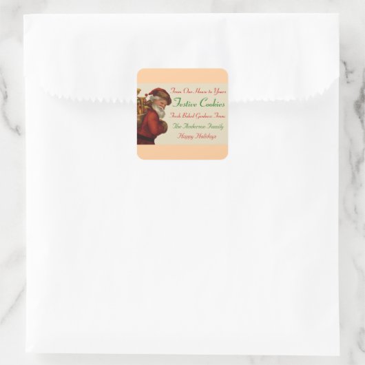 Old Fashioned Santa Holiday Food Vierkante Sticker (Tas)
