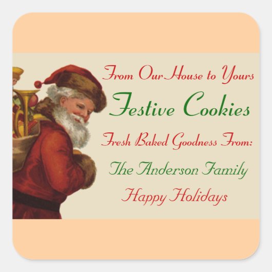 Old Fashioned Santa Holiday Food Vierkante Sticker (Voorkant)