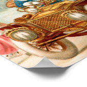 Old-Fashioned Santa Sleigh & Angels Holiday Poster (Hoek)