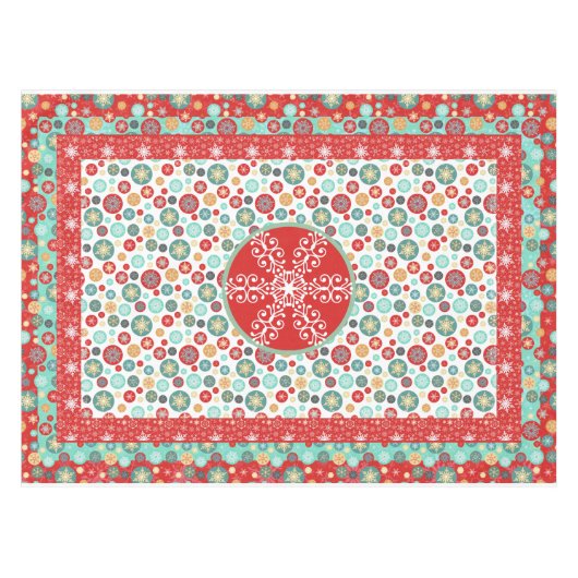 Old Fashioned Scandinavian Retro Snowflake Tafelkleed (Voorkant (Horizontaal))