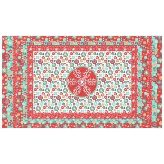 Old Fashioned Scandinavian Retro Snowflake Tafelkleed (Voorkant (Horizontaal))