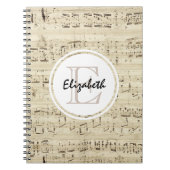 Old Fashioned Sheet Music Monogram Notitieboek (Voorkant)