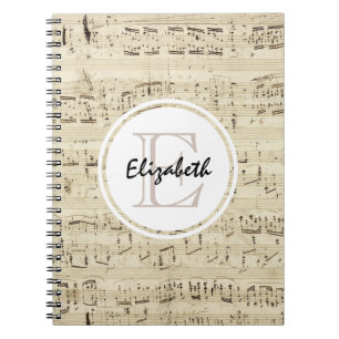 Old Fashioned Sheet Music Monogram Notitieboek