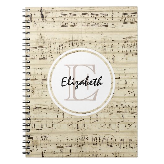 Old Fashioned Sheet Music Monogram Notitieboek (Voorkant)
