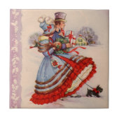 Old Fashioned Shopping Christmas Tegel Tegeltje (Voorkant)