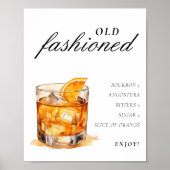 Old Fashioned Sign Signature Drink Poster (Voorkant)