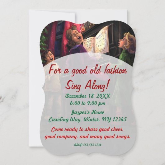 Old Fashioned Sing Along Party Kaart (Achterkant)