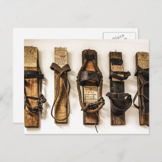 Old Fashioned Ski Time Briefkaart (Voorkant / Achterkant)