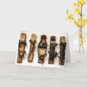 Old Fashioned Ski Time Wenskaart Kaart (Gele Bloem)