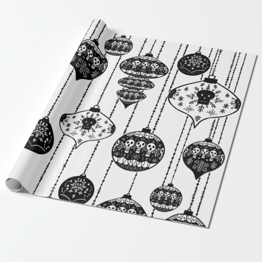 Old Fashioned Skull Wrapping Paper Print Cadeaupapier (Uitgerold)